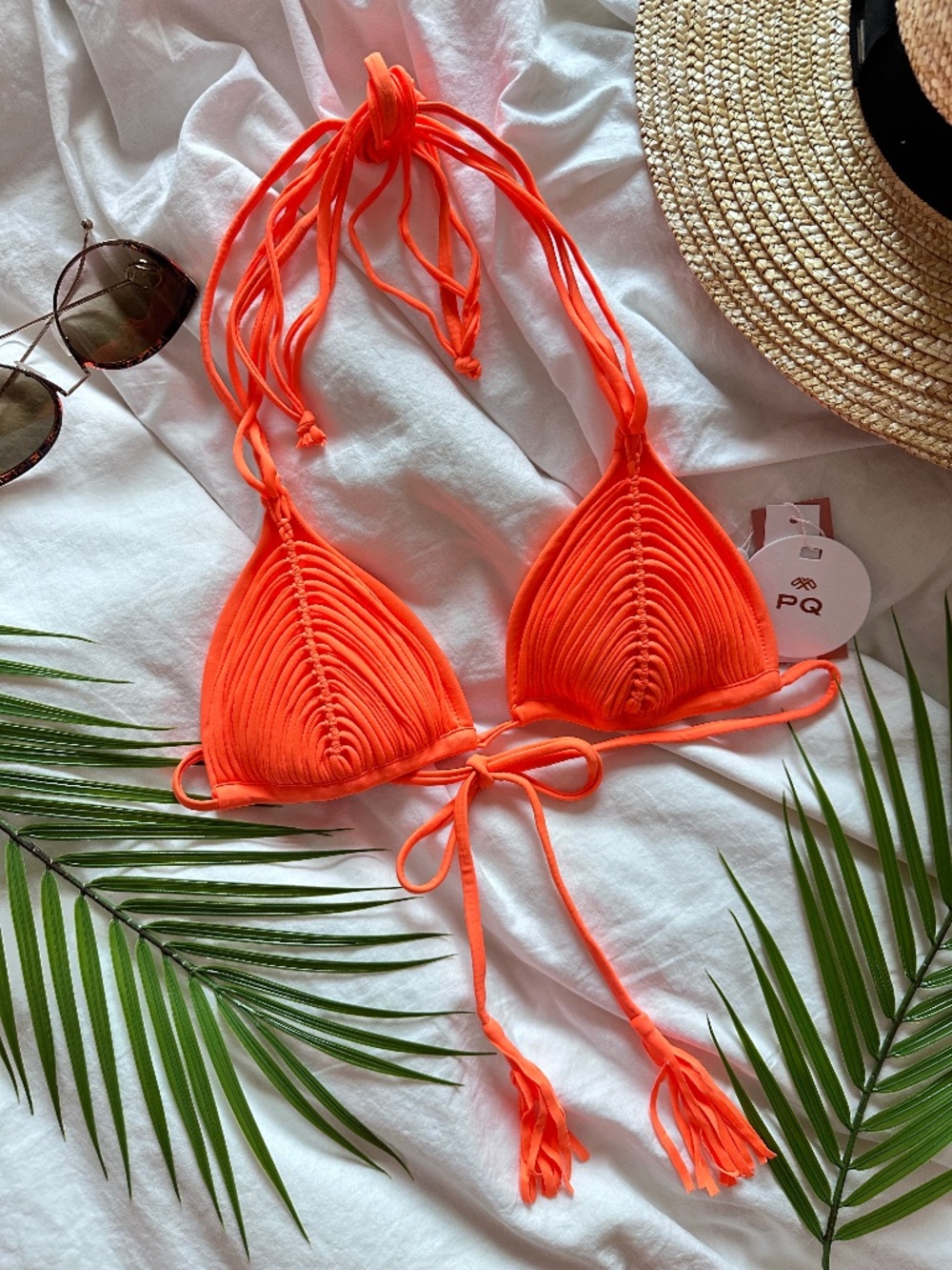 PQ Swim Macrame Mango Tango Orange Bikini Top